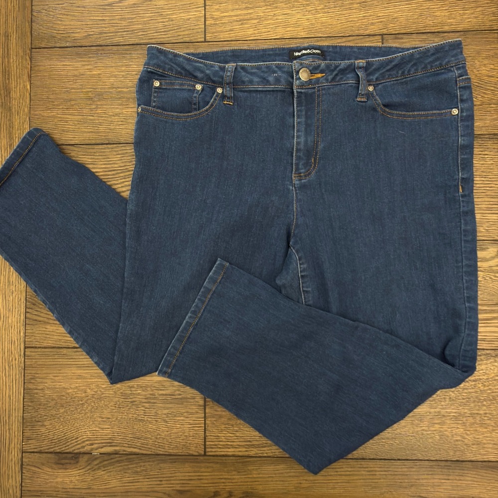 Needle & Cloth 14P Dark Wash Straight Leg Stretch Denim Jeans Blue 14 Petite